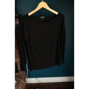 Lauren Ralph Lauren Shirt Womens Size M Black Long Sleeve Tee Round Neck Casual